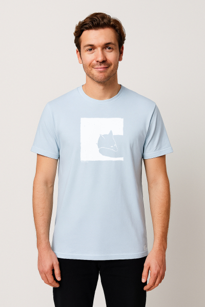 Unisex Bio T-Shirt mit Fox in a Box-Motiv – Fair, Vegan, Nachhaltig | Blue Ice