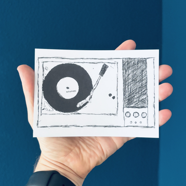 Postkarte „Plattenspieler“ – für Vinyl- und Musikliebhaber
