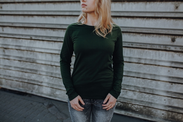 Ladies Longsleeve T-Shirt aus Bio-Baumwolle Dunkelgrün