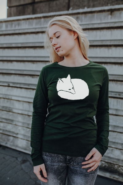 Fuchs Ladies Longsleeve T-Shirt aus Bio-Baumwolle Dunkelgrün