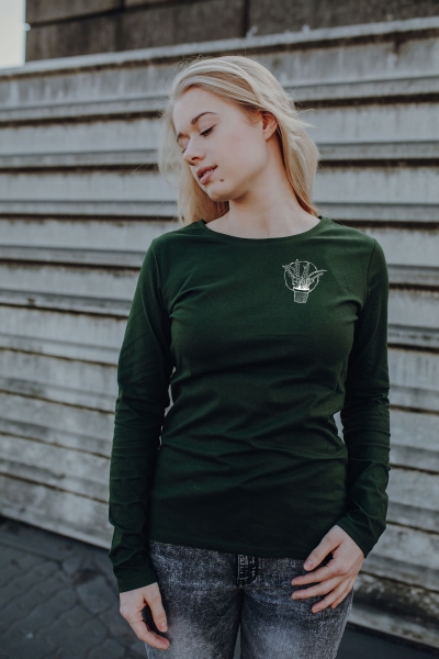 Sägeblattkaktus Ladies Longsleeve T-Shirt aus Bio-Baumwolle Dunkelgrün