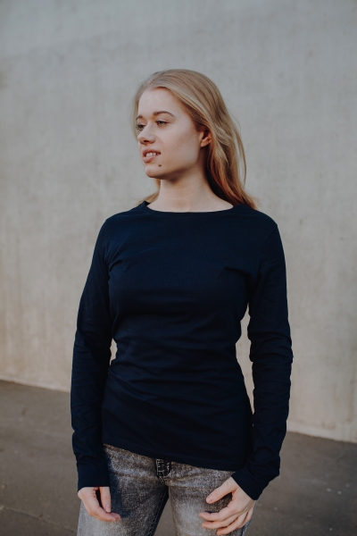 Ladies Longsleeve T-Shirt aus Bio-Baumwolle Dunkelblau