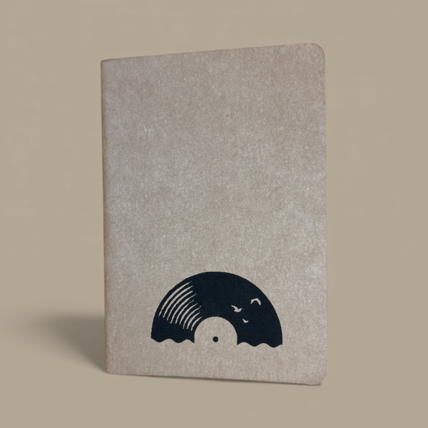 Notizbuch A6 „Vinyl Sun“ | Handbedruckt & Recycelt | Liniert