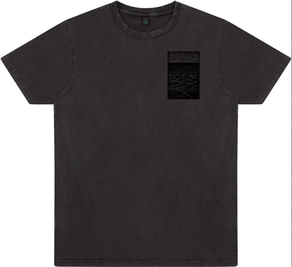 Unisex T-Shirt „Ocean Lines“ – Stone Washed Black, Bio-Baumwolle