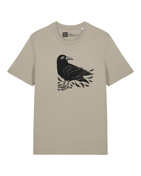 Unisex T-Shirt Stone mit Raben-Motiv – Bio-Baumwolle – Fair Wear – Vegan – Nachhaltige Mode