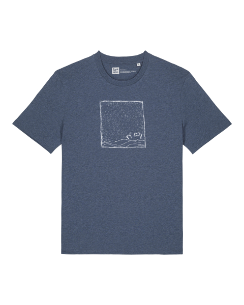 Unisex Bio-T-Shirt „Rough Sea“ – Maritimes Boot Motiv – Dark Heather Blue – Stanley/Stella Creator 2.0