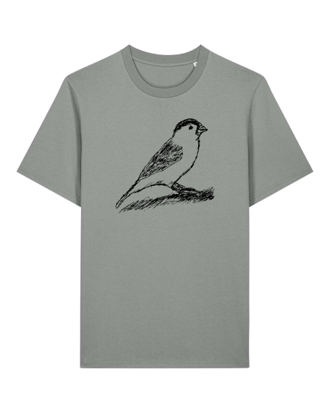 Unisex T-Shirt „Spatz“ – Misty Grey, Bio-Baumwolle