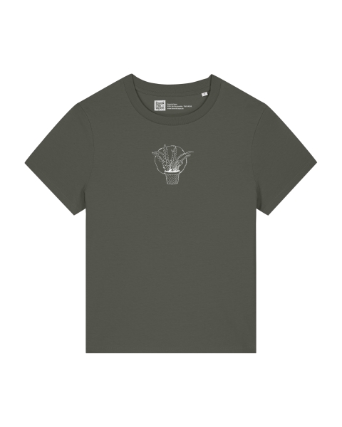 Natürlich cool: Damen T-Shirt mit Sägeblattkaktus-Illustration – aus 100% Bio-Baumwolle