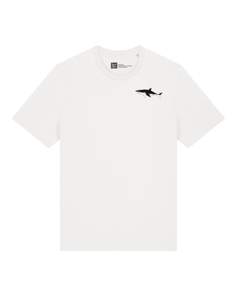 Bio T-Shirt Unisex Hai Druck – Off White – Handbedruckt