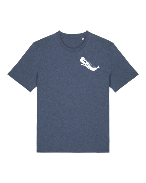 Nachhaltiges Unisex T-Shirt „Der kleine Wal“ Dark Heather Blue