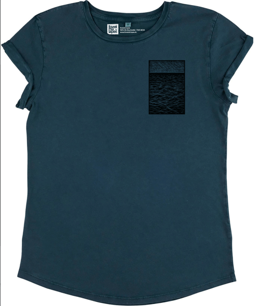 Ocean Lines Damen Bio-T-Shirt – nachhaltiges Fair-Fashion Shirt mit Meeresmotiv aus 100 % Bio-Baumwolle