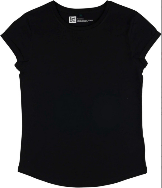 Damen T-Shirt mit umgeschlagenen Ärmeln aus Bio-Baumwolle - Black