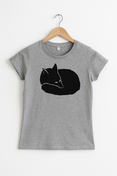 Nachhaltiges Damen T-Shirt – Schlafender Fuchs auf Heather Grey