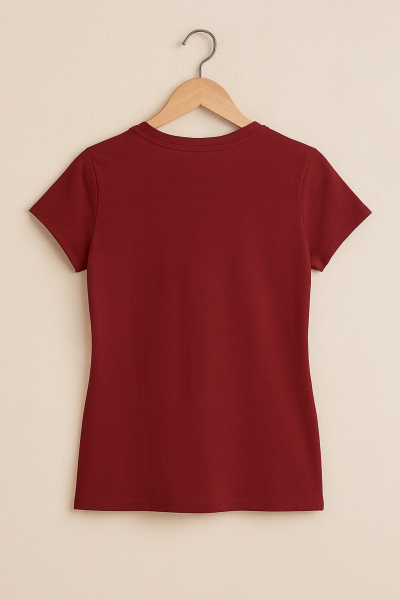 Damen T-Shirt No Small Talk – Bordeaux | Bio Baumwolle | Fair & handbedruckt