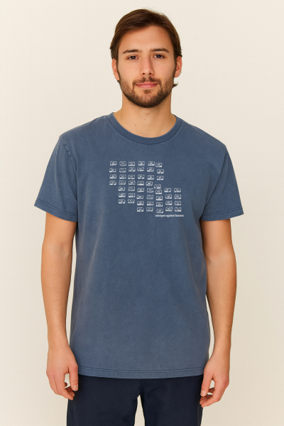 Unisex T-Shirt „Mixtapes Against Fascism“ – Stone Washed Denim Blue, Bio-Baumwolle, Earth Positive