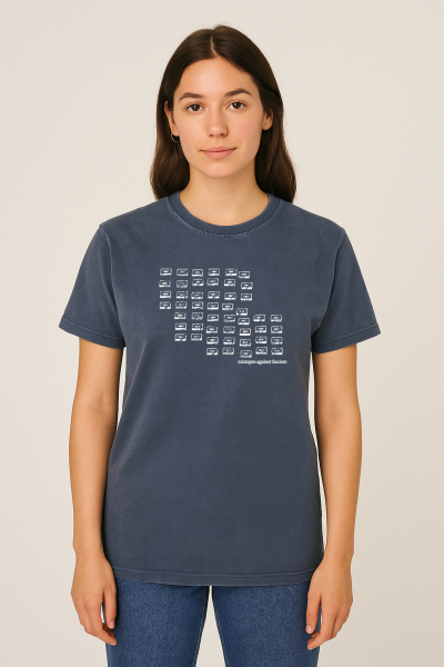 Unisex T-Shirt „Mixtapes Against Fascism“ – Stone Washed Denim Blue, Bio-Baumwolle, Earth Positive
