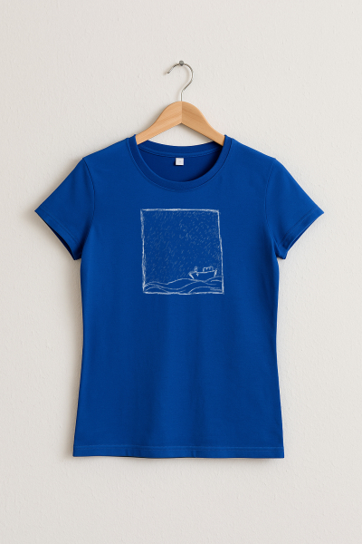Damen T-Shirt mit Rough Sea Motiv – Kutter im Regen – Bio & Fair Fashion