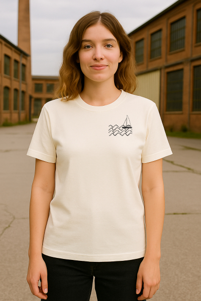 Unisex T-Shirt mit Small Waves Motiv – Nachhaltig, Fair, Vegan, Bio-Baumwolle - off white