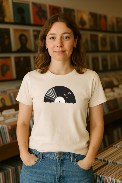 Damen T-Shirt mit Vinyl Sun Schallplatten Motiv aus Bio-Baumwolle – Musik & Retro Look – Fair & Nachhaltig