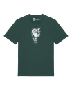 Handbedrucktes T-Shirt Eule – Bio-Baumwolle, dunkelgrün, Unisex
