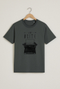 T-Shirt "Now write" – Schreibmaschine Illustration auf Bio-Baumwolle - Anthrazit