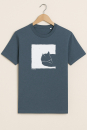 Unisex Bio T-Shirt mit Fox in a Box-Motiv – Fair, Vegan, Nachhaltig | Dark heather blue